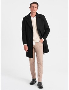 Ombre Clothing Men's double-breasted lined coat - black V4 OM-COWC-0107