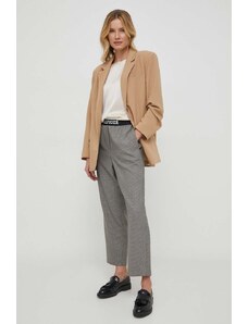 Tommy Hilfiger pantaloni femei, culoarea gri, drept, high waist WW0WW40502