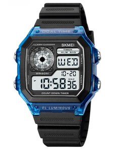 Ceas barbatesc Skmei Sport Digital Alarma Cronometru 5 ATM Lumina fundal Albastru