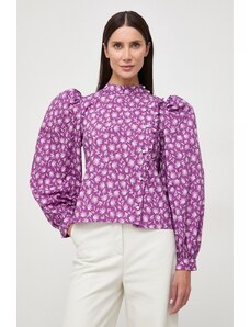 Custommade camasa din bumbac femei, culoarea violet, regular