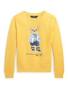 Polo Ralph Lauren bluza copii culoarea galben, cu imprimeu