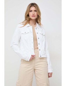 Guess geaca jeans femei, culoarea alb, de tranzitie