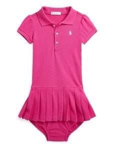 Polo Ralph Lauren rochie din bumbac pentru bebeluși culoarea roz, mini, drept