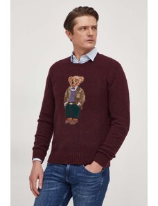 Polo Ralph Lauren pulover de lână bărbați, culoarea bordo 710918804