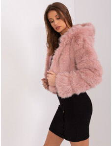 Fashionhunters Light Pink Short Women's Fur Jacket
