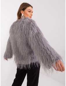 Fashionhunters Light gray transitional jacket with eco fur