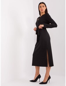 Fashionhunters Black cocktail dress with slits
