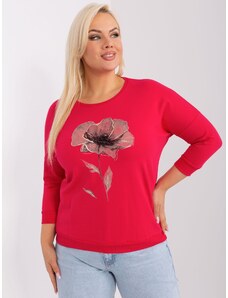 Fashionhunters Red women's plus size blouse with appliqués