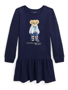 Polo Ralph Lauren rochie din bumbac pentru copii culoarea albastru marin, mini, drept