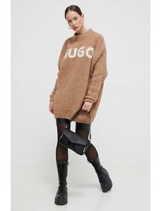 HUGO pulover de lana femei, culoarea maro, călduros