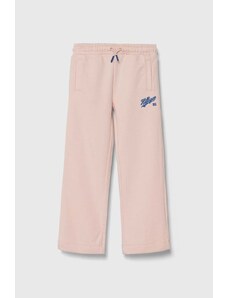 Tommy Hilfiger pantaloni de trening pentru copii culoarea roz, cu imprimeu