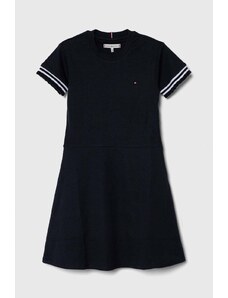 Tommy Hilfiger rochie din bumbac pentru copii culoarea albastru marin, mini, evazati