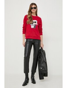 Karl Lagerfeld bluza femei, culoarea rosu, cu imprimeu