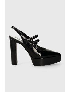 Karl Lagerfeld pantofi de piele SOIREE PLATFORM culoarea negru, cu toc drept, cu toc deschis, KL93114