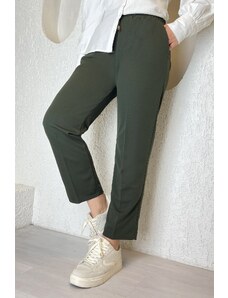 Pantaloni InStyle Lycra Double Fabric cu talie elastică - kaki