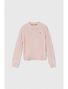 Tommy Hilfiger pulover de lână pentru copii culoarea roz, light