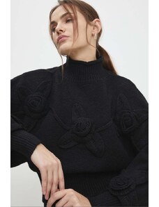 Answear Lab pulover de damă, culoarea negru, pe gât