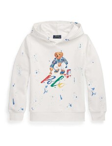 Polo Ralph Lauren bluza copii culoarea alb, cu glugă, modelator