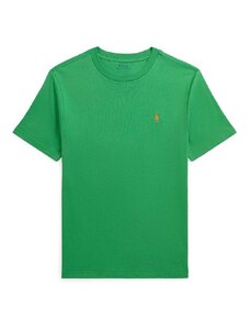 Polo Ralph Lauren tricou de bumbac pentru copii culoarea verde, neted