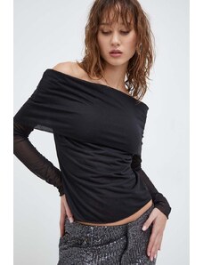 Rotate bluza femei, culoarea negru, neted