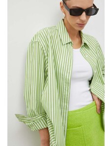 Samsoe Samsoe camasa din bumbac femei, culoarea verde, cu guler clasic, relaxed