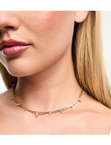 8 Other Reasons x Millie Hannah herringbone chain necklace with crystal embellishment in 18k gold plated
