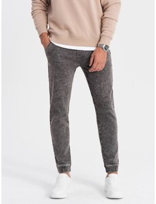 Ombre Clothing Men's marbled denim JOGGERS pants - gray V3 OM-PADJ-0133