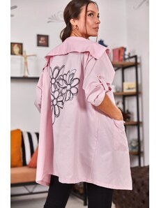 armonika Women's Powder Back Floral Print Seasonal Jacket
