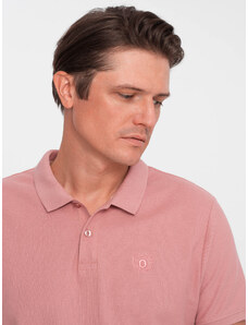 Ombre Tricou polo bărbătesc din tricot piqué - roz V7 S1374