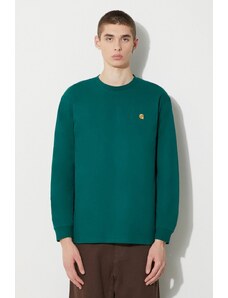 Carhartt WIP longsleeve din bumbac longsleeve Chase T-Shirt culoarea verde, uni, I026392.1YWXX