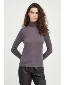 G-Star Raw pulover de lana femei, culoarea violet, light, cu guler