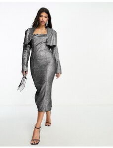 Kyo The Brand glitter cropped blazer co-ord in silver