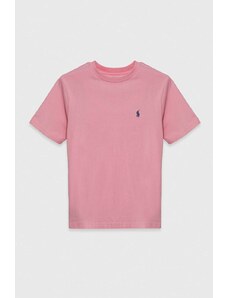 Polo Ralph Lauren tricou de bumbac pentru copii culoarea roz, neted