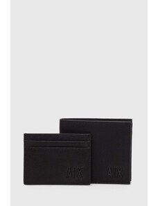 Armani Exchange portofel si card holder barbati, culoarea negru