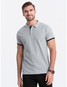 Ombre Clothing Men's cotton polo shirt - light grey V7 OM-POSS-0113