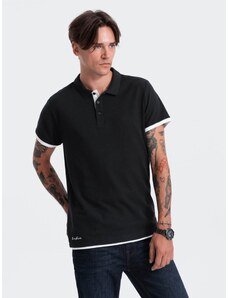 Ombre Clothing Men's cotton polo shirt - black V8 OM-POSS-0113