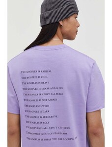 The Kooples tricou din bumbac barbati, culoarea violet, cu imprimeu