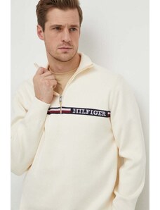 Tommy Hilfiger pulover bărbați, culoarea bej, cu turtleneck MW0MW33508