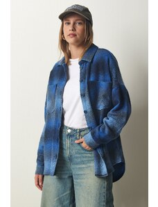 Happiness İstanbul Fericire İstanbul femei Blue Lumberjack oversize Cachet Shirt Jacket