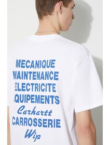 Carhartt WIP tricou din bumbac S/S Mechanics T-Shirt bărbați, culoarea alb, cu imprimeu, I032880.02XX