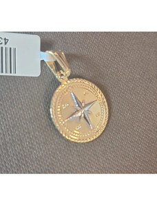SaraTremo Medalion talisman placat cu aur galben si alb Stea - 1.6 cm