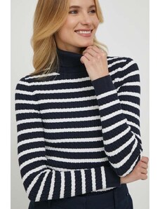 Tommy Hilfiger pulover femei, culoarea bleumarin, light, cu guler WW0WW40678