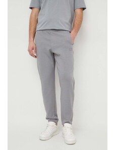 Armani Exchange pantaloni de trening din bumbac culoarea gri, neted