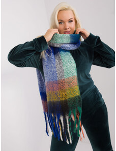 Fashionhunters Dark blue and green plaid winter scarf