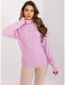 Fashionhunters Light purple cable knitted sweater