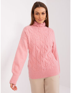 Fashionhunters Light pink women's sweater with cuffs