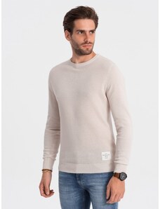 Ombre Clothing Men's textured sweater with half round neckline - beige V6 OM-SWSW-0104