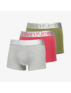 Boxeri Calvin Klein Reconsidered Steel Cotton Trunk 3-Pack Olive Branch/ Grey Heather/ Red Bud