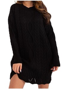 rochie neagra tricotata cu model impletitura