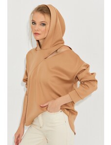 Cool & Sexy Women's Camel Window Scuba Sweatshirt
